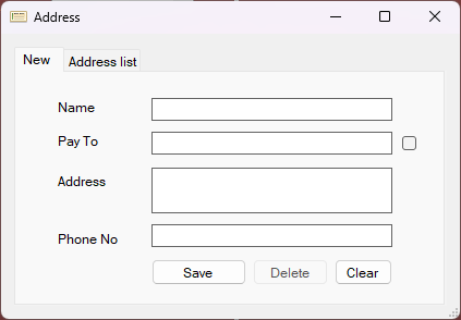 Address window used to add a party