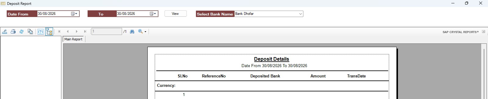 Deposit Report preview